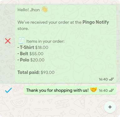 Preview showing one message faded out because its rule evaluated false, and one fully visible because its rule evaluated true
