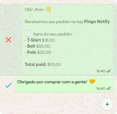 Preview mostrando uma mensagem esmaecida porque sua regra foi avaliada como falsa e outra totalmente visível porque sua regra foi avaliada como verdadeira