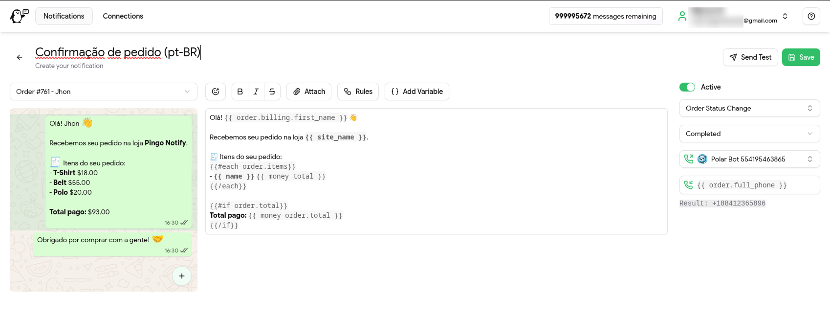 Interface do Editor de Templates
